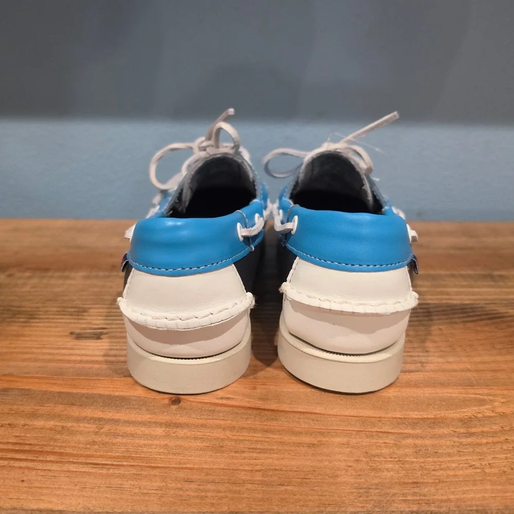 Sebago Womens Docksides Portland Spinnaker Boat Shoes Blue White Leather 8.5